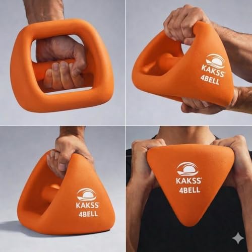 Image of Kakss 4BELL Multipurpose Gym Equipment 4-in-1 Dumbbell, Kettlebell, Push-Up Bar & Med Ball, Compact Home Workout Tool for Men & Women,(ONE PIECE) (6kg Orange)