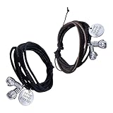 [HORIALENCE] 2個 多レザーブレスレット メンズ向け軽量耐久ボクシンググローブチャーム 手首装飾カジュアルパーティー適用