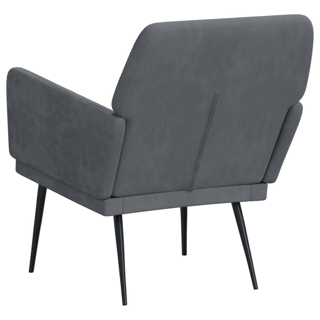 Comoda poltrona in velluto con struttura in metallo, 62 x 79 x 79 cm, grigio scuro, schienale e braccioli imbottiti per una seduta rilassante, istruzioni di montaggio incluse (lingua italiana