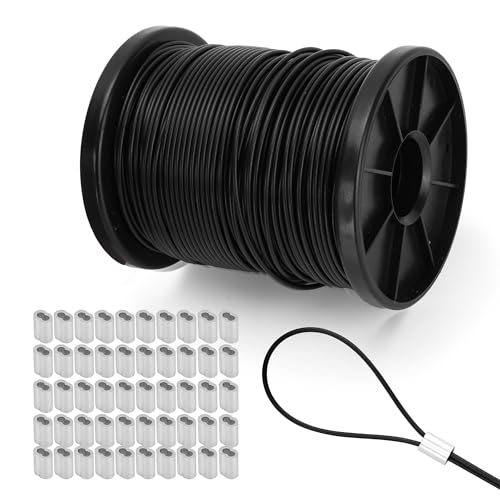 Alambre de acero de 50 m con cable trenzado de 1.5mm y fundas de aluminio para vallas