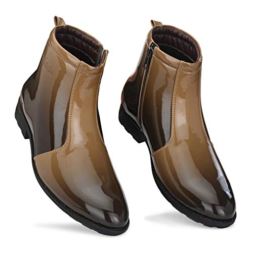 Image of Vellinto Royal Look Shoes for Men ll Casual Shoes for Men ll Patent Leather Zip /Chain Boots for Men