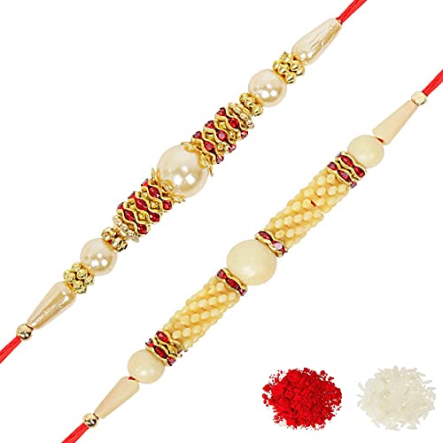 Image of Riddhika Ventures Stylish Kids Rakhi (Set of 2) with Roli Chawal, Greeting Card and Scannable Spotify Song Link QR Code With Kids Rakhi