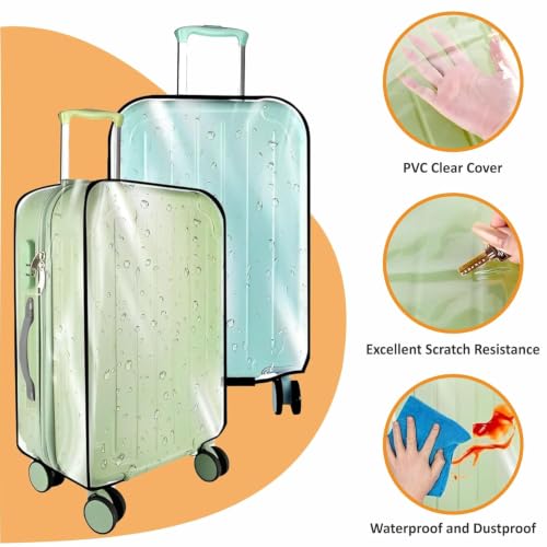 Image of Transparent Trolley Bag Cover, Clear PVC Waterproof Luggage Protector Cover, Dustproof, Anti-Scratch, Reusable Suitcase Cover for Travel, Compatible with Cabin & Check-in Trolley Bags (20 INCH)