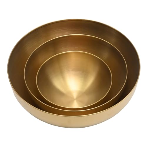 Hoypeyfiy 3-Teiliges Salatschüssel-Set aus Edelstahl, Goldene...