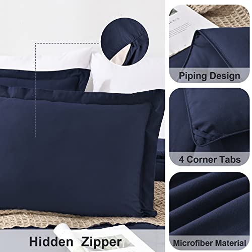 Homelike Moment Twin Comforter Set Navy Lightweight Comforter Set Down Alternative Comforter With 1 Pillow Sham - 2 Piece Bed Comforter Set All Season Twin Xl Size Navy Blue #TOP4