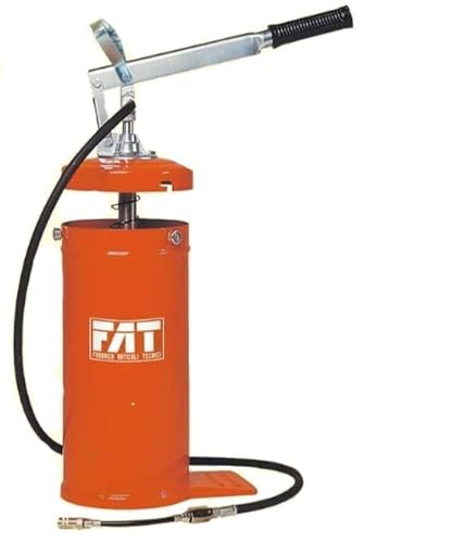 FAT Pompa Ingrassatore Manuale 5AC da 8 kg, con Tubo 1,5 mt, Rubinetto, Tubetto Flessibile 120mm e Testina 4 Griffe