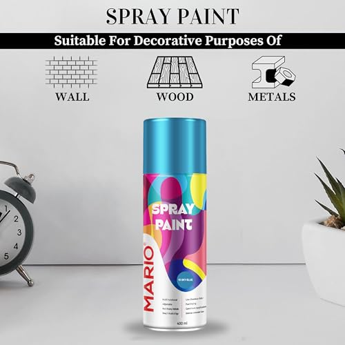 Image of Mario Spray Paint - 15 Sky Blue (400ml) | Sky Blue Spray Paint for Cars, Bikes, Metal, Wood, Plastic & DIY Crafts