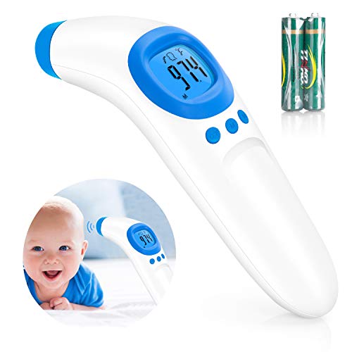 Forehead Thermometer, Ear Thermometer, No-Contact Infrared Ear Thermometer Accurate Fever Alarm Digital Thermometer, Easy to Use & Read LCD Display for Babies & Adults