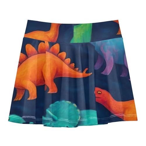 Joisal Athletic Shorts Girls Skorts Colorful Dinosaurs Dark Blue Kids Tennis Skirts Summer Teen Skirt 3t2