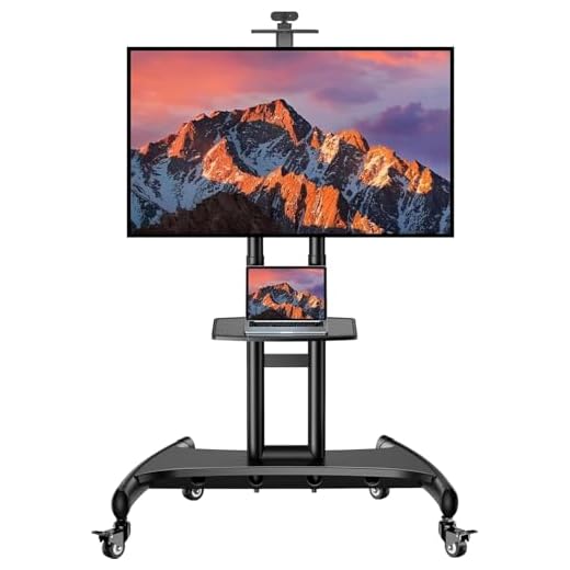 Rolling/Mobile TV Cart with Wheels for 32-75 Inch LCD LED 4K Flat Screen TVs - TV Floor Stand with Shelf Holds Up to 100 lbs, Height Adjustable Trolley Max VESA 600x400mm- PSTVMC05