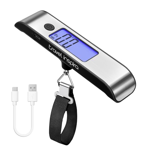 La mejor comparación de Maletas travel Top 5. 43 travel inspira Balanza de Equipaje Recargable 50kg/110lb – Pantalla Grande con Luz de Fondo – Acero Inoxidable – Báscula Digital Portátil para Maletas, Bolsas y Paquetes...