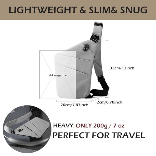 Image of Anti Theft Crossbody Bags for Women Men, Multi-Pocket Shoulder Bag, Slim Sling Purse with 2 RFID Blocking Card (Right Shoulder-Khaki)