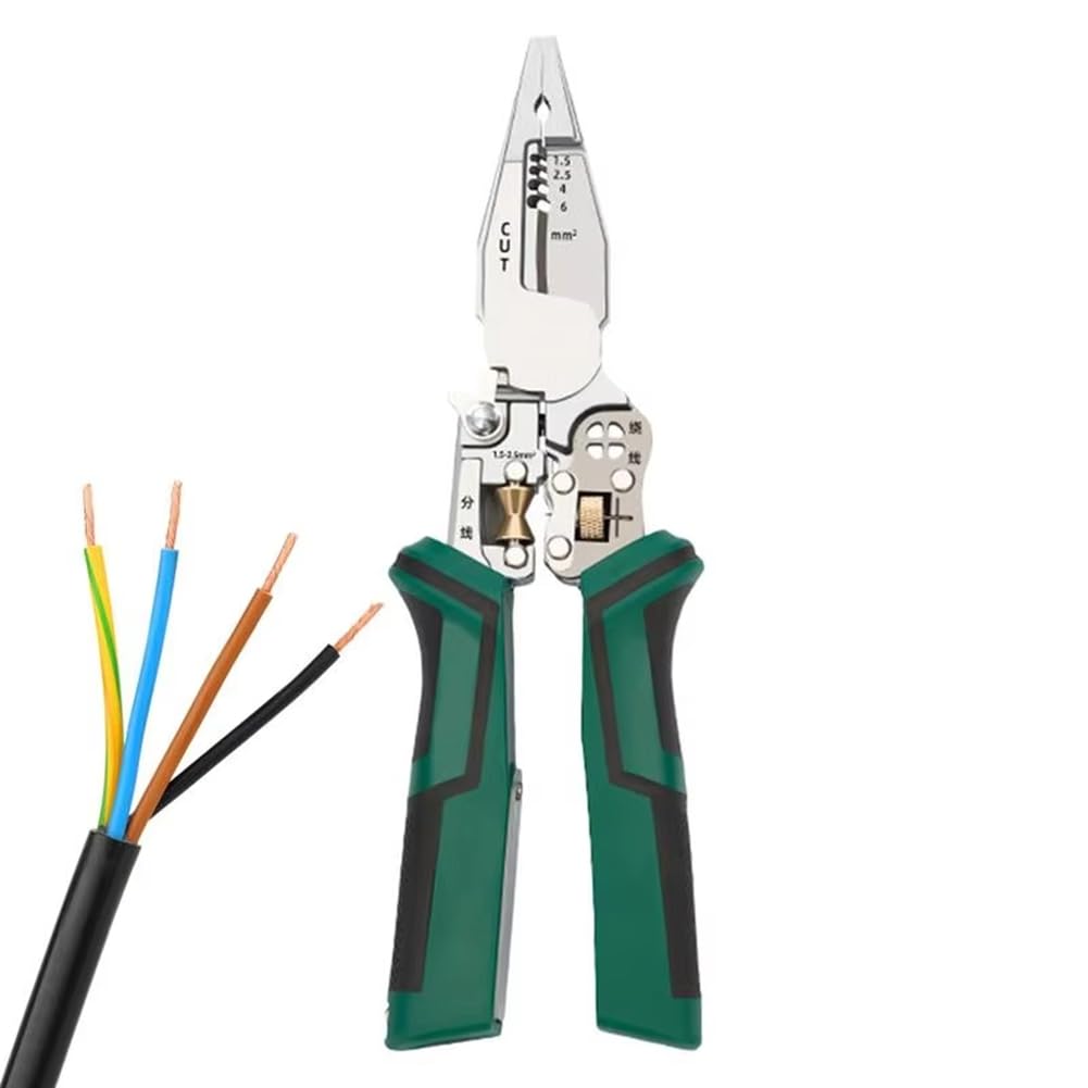 Tuesoa Wire Cutter Tool 10 in 1 Electrical Cable Stripper Plier Voltage Tester Scissors with Electricity Measurement Function