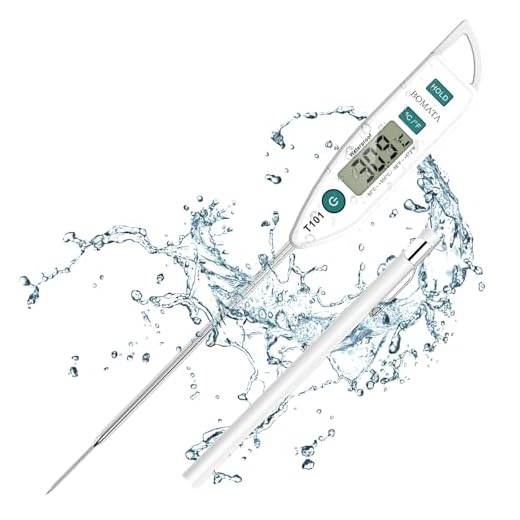 BOMATA Termómetro impermeable IPX7, agua, líquidos, velas y cocina. Termómetro de lectura instantánea para alimentos, con sonda larga, para cocinar, carnes y barbacoas.T101 Blanco