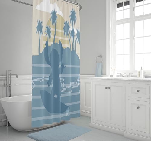 Image of Jay Franco Disney Lilo and Stitch Shower Curtain - Licensed Bathroom Decor for Kids or Teens - 70 x 72 Inch Washable Fabric Curtain
