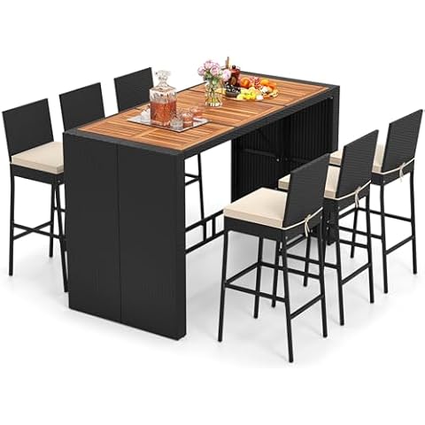 Tangkula 7 Piece Patio Bar Set Cover