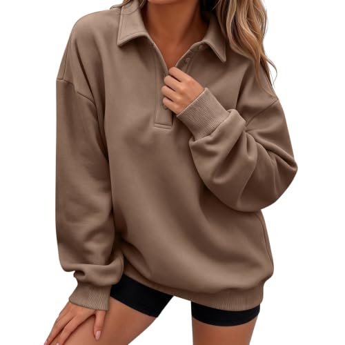 Numaller Womens Oversized Sweatshirt Plus Size Button Collared Polo Shirts - image 2