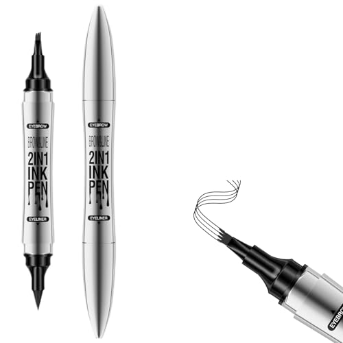 Lápiz de Cejas Delineador de Ojos Líquido Lápiz de Cejas 3D Waterproof Liquid Eyeliner Delineador de Cejas con Punta de Fieltro - Doble Punta Lápiz de Cejas y Delineador de Ojos 2 en 1 (Negro)