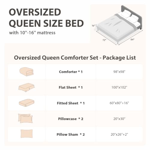 Image of MUXHOMO 7 Pieces Oversized Queen Comforter Set, Seersucker Bed in a Bag Oversized Queen Size, All Season Luxury Bedding Set with Comforter, Flat Sheet, Fitted Sheet, Pillowcases & Shams, Navy Blue