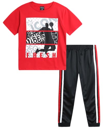 Quad Seven Boys' Jogger Set - 2 Piece Performance T-Shirt and Active Tech Tricot Pants (4-18)