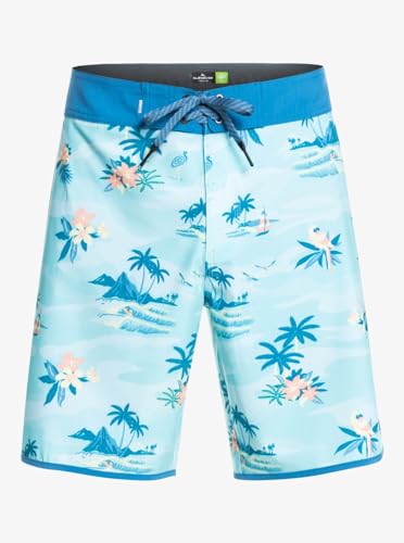 Boardshort Quiksilver Surfsilk elástico de 19" con secado rápido y corte scallop azul