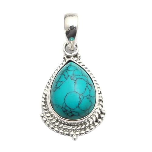 blue turquoise pendant, 925 sterling silver, antique pendant, handmade statement