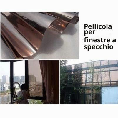 PELLICOLA EFFETTO SPECCHIATO PER FINESTRE E VETRATE COLORE ARGENTO/BRONZO (76cm x 300cm)