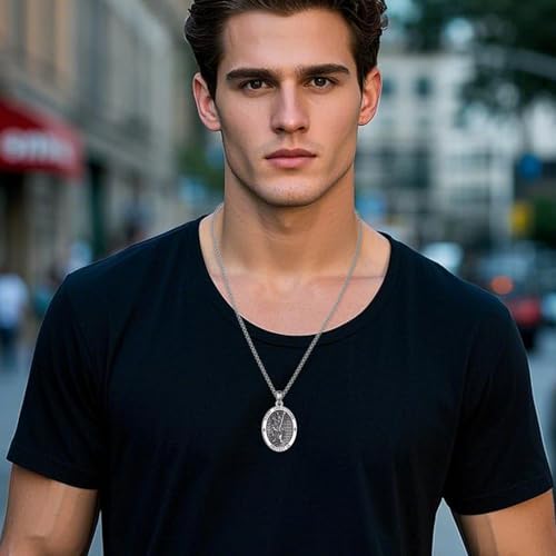 Sterling Silver St Michael/Crucifix/St Christopher/St Jude/Virgin Mary Necklace for Men Women Patron Saint Pendant Amulet Medal Religion Jewelry Gifts2