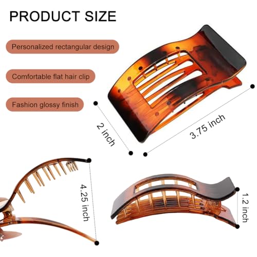 4 piezas de pinzas planas para cabello, clip grande de fuerte sujeción para cabello grueso y fino, pinzas antideslizantes y brillantes tipo pico de pato para estilizado diario miniatura 2
