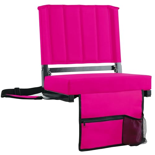 Image of SPORT BEATS Stadium Seats with Back Support Bleacher Chairs with Back and Cushion Thick Padded Bleacher Seats Includes Shoulder Strap Pink 1pc Regular - 17 inch W x 12 inch D x 16.5 inch H