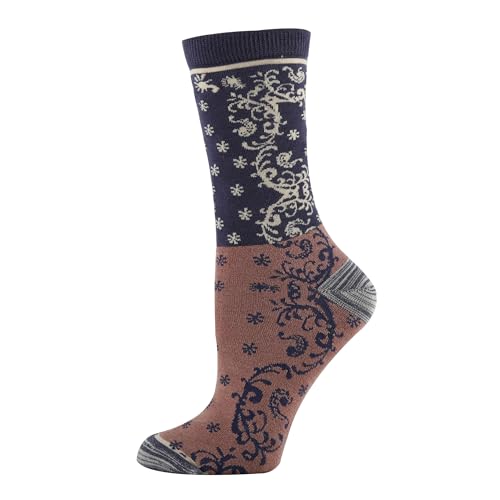 Women's Premium Soft Rayon Crew Socks, Stylish Pattern Colorful Dress Socks, Shoe Size 5-10, Bandidio3