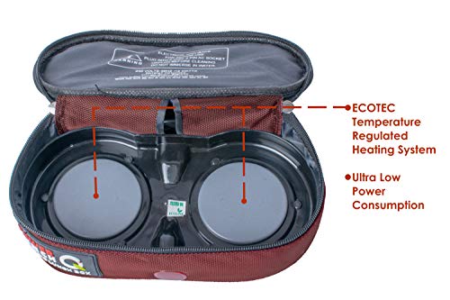 Image of Ecoline Fabric Power Lunch Q2, Electric Lunch Box,Capacity 800ml,(2 Containers 400ml) Maroon