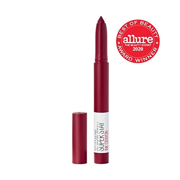 Maybelline Super Stay Ink Crayon Lipstick Makeup, Precision Tip Matte Lip Crayon with Built-in Sharpener, Longwear Up To 8Hrs, Make It Happen, Berry Red, 1 Count