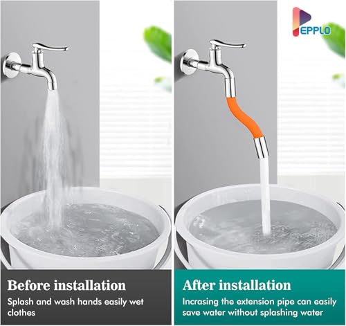 Image of Universal Foaming Extension Tube 360 Free Bending Faucet Lengthening Extender Adjustable Sink Drain Extension Tube Bathroom Faucet Extender (30CM, Orange)
