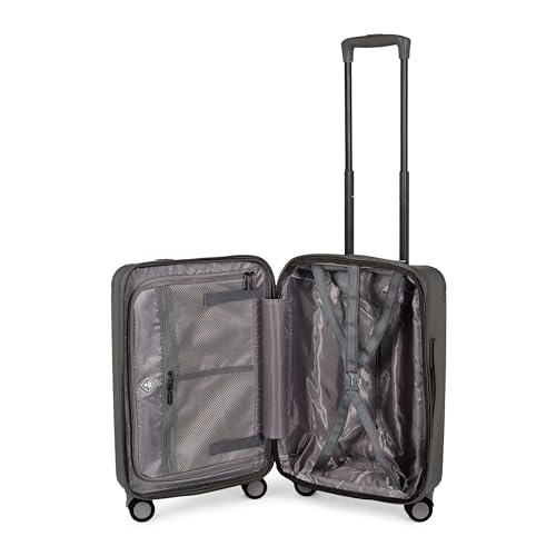 Image of SWISS MILITARY Polycarbonate Summit 360 Rotatable 8 Wheels 60cm Hard Trolley Luggage, Anti Theft Zip, TSA Lock, 15.6 inch Laptop Compartment, Expandable Storage Suitcase & Dust Cover Free Small Grey 62L