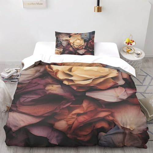 Housse de couette rose 135x200 parure de lit microfibre 3D