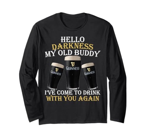 Hello darkness my old buddy Shamrock Beer Funny Friend Camisa Manga Larga