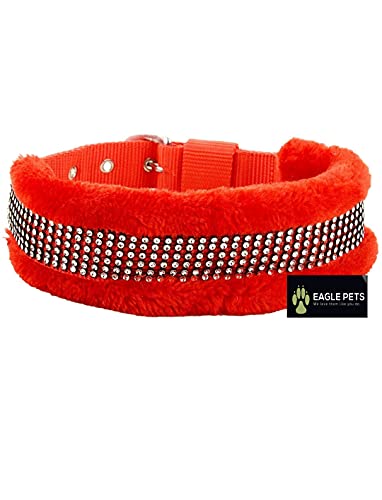 Image of Dog Collar Nylon Black Fur Soft Padded Puppy Collar 0.5inch (Red, Extra Small)