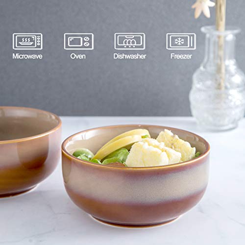 Hasense Ceramic Cereal Bowls Set Of 6 For Kitchen, 20 Ounce Soup Bowls For Pasta Salad Dessert Rice And Oatmeal, Brown #TOP6