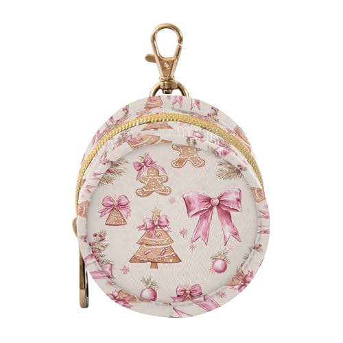 zyrtty Pacifier Case with Hook Pink Christmas Bows Gingerbread Pattern Pacifier Holder Pod Easily Attaches to Diaper Bag or Purse