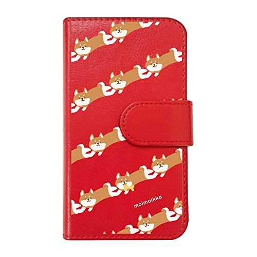【moimoikka】 iPhone17 Pro Max アイフォン17プロマックス 対応 手帳型 スマホ ケース 柴犬ストライプ ボーダー 柄 しば 犬 アニマル 動物 キャラクター おしゃれ かわいい (カバー色レッド) ダイアリータイプ 横開き カー