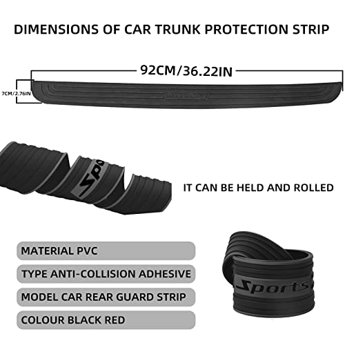 Car Rear Bumper Protector, Anti-Scratch Abrasion Rubber Trunk Door Entry Sill Guard, For Car/Suv Universal Rubber Anti, Scratch Trunk Exterior Accessories, 35.1Inch X2.75Inch, Black #TOP1