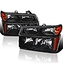SPEC-D TUNING Black Housing Clear Lens Headlights +Bumper Lights Compatible with Chevy Colorado 2004-2012, GMC Canyon, L+R Pair Head Light Lamp Assembly