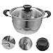 Imagen de TOYANDONA Olla de Acero Inoxidable para Cocina de Inducción y Gas Cacerola Versátil con Tapa Olla Sopera Asas Dobles Fácil de Limpiar y Resistente