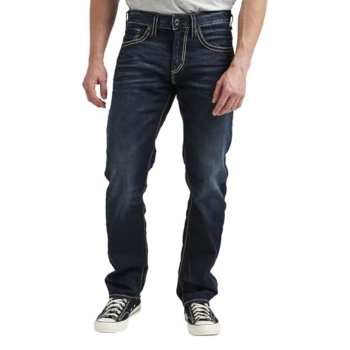 Silver Jeans Co. Men's Eddie Athletic Fit Tapered Leg Jeans, Rinse Wash, 29W x 30L
