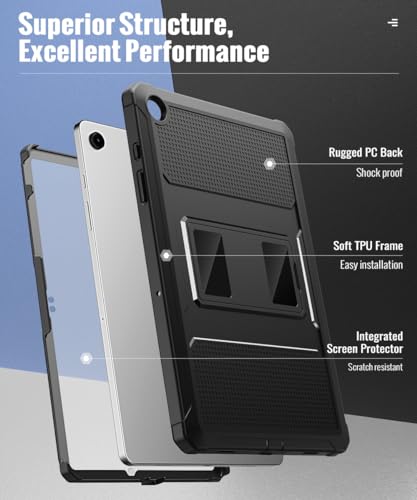Image of MoKo Shockproof Case Fit Samsung Galaxy Tab A9+ / A9 Plus 11 Inch, Black | Full Body Rugged Stand Back Cover with Built-in Screen Protector for Galaxy Tab A9+ / A9 Plus Tablet