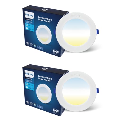 Image of PHILIPS 10W 3in1 AstraGlow Round LED Panel Light | Slim Surface Panel with High Brightness & Energy Efficiency | Durable Polycarbonate Body - White Finish | Pack of 2