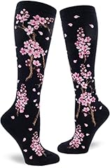 Cherry Blossom Knee High Socks in Deep Navy