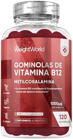 Vitamina B12 1000mcg - 120 Gominolas Sabor a Granada para 4 Meses...