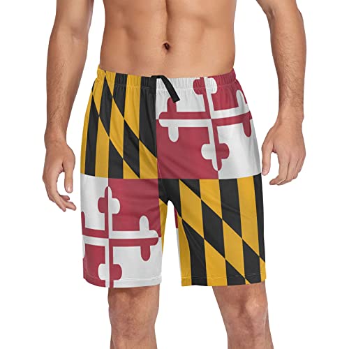 Ollabaky Pajama Shorts for Men National Flag Pjs Bottoms Sleep Shorts Lounge Wear Pajama Pants with Pocket